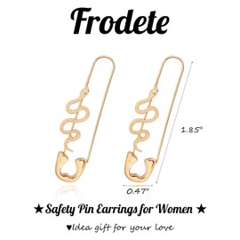 Snake Earrings for Women Gold Safety Pin Hoop Earrings Paper Clip Hoop Earrings for Women(A:Gold)