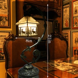 Ppbmocw Tiffany Style Lamp,21x11x8inches Stained Glass Lamp,Dragonfly Tiffany Lamp with Three-Color Dimming for Bedside Table,Antique Office,As A Gift to Family and Friends (I Elk House)