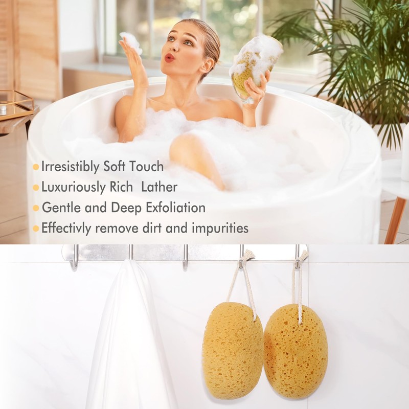 Azymi Bath Sponge, 2Pcs Large Shower Sponges for Women Men,