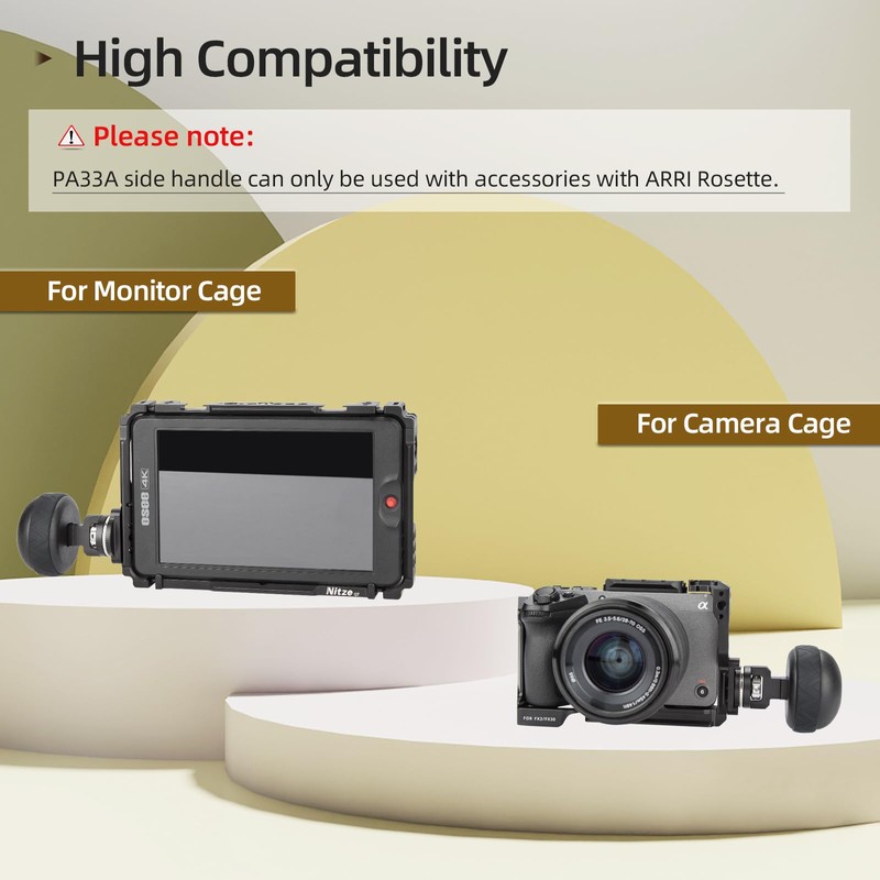 Nitze Side Handle with ARRI Rosette, Side Handle for Camera