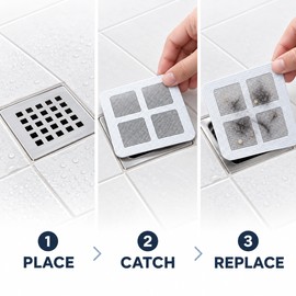 Disposable Shower Drain Hair Catcher Mesh – Fine Mesh Drain Covers for Bathroom, Bathtub, Floor Drain & Sink Hair Filtering