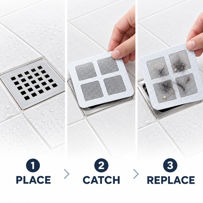 Disposable Shower Drain Hair Catcher Mesh – Fine Mesh Drain