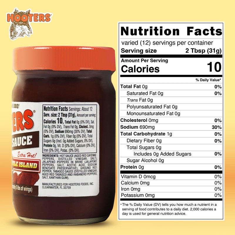 Hooters Wing Sauce, 3 Mile Island, 12 Ounce (Pack of