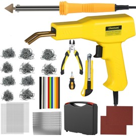 Plastic Welder, 2 in 1 Plastic Welding Kit, SONNLER 1000PCS Hot Stapler Plastic Repair Kit For Car Bumper Crack Repair with Iron, Rods, Metal Mesh, Abrasive Paper, Aluminum Tape