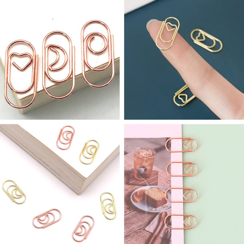 Getrays 60pcs Small Paper Clips, 2cm Cute Shape Heart Moon