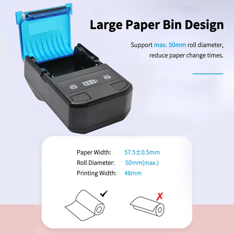 Portable 58mm Thermal Receipt Printer Wireless BT Mini Bill Ticket