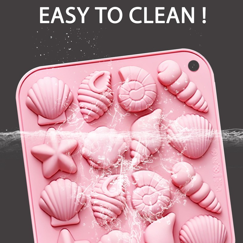 Seashell and Nautical Silicone Mold Set, 2 Pack Pink Ice