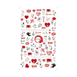 Generic Heart Love Nail Sticker Arrow Valentine Day Love Lock Key Red Lips F704 Nail Wraps Art Stickers Manicure Supplies for Women for Home Nails Full Long Lasting Easy Apply and Remove