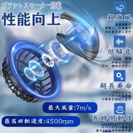 Work Clothes Fan, Work Clothes Fan Unit, Fan, Cooling Clothes, USB, 3 Levels of Wind Power Adjustment, High, Medium, Low, Heatstroke Prevention (Black)