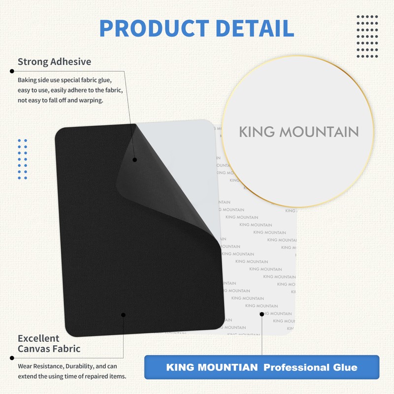 KING MOUNTAIN Canvas Repair Patch 5×8 Inch 8 Pcs Self-Adhesive