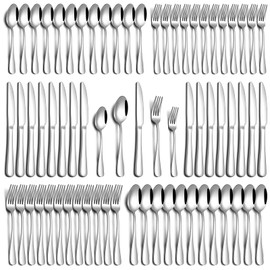 PHILIPALA 60 Piece Silverware Set, Stainless Steel Flatware Set for 12 Food Grade Novelty Flatware Cutlery Utensil Set Include Knife Fork Spoon Mirror Polished Dishwasher Safe