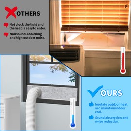 LBG Products Portable Air Conditioner Window Seal Kit Insulated,Adjustable AC Window Vent Kit Seal Plates with Insulation Foam Panel,Mulit-Layers Insulates Outside Heat,Fit Most AC 5.9in Diamater Hose