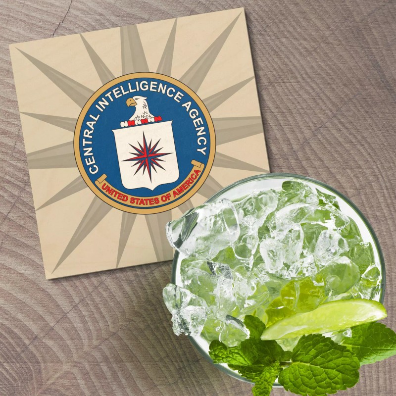 Unbranded Cia Seal 4'' X 4'' Square Wooden Coaster