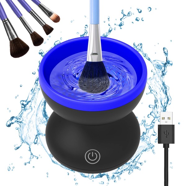 Electric Makeup Brush Cleaner - Catcan Makeup Brush Cleaner Machine, Portable Automatic Cosmetic Brush Cleaner Tools, Paint Brush Cleaner Spinner, Mother's Day Gift Fits for All Size Brushes