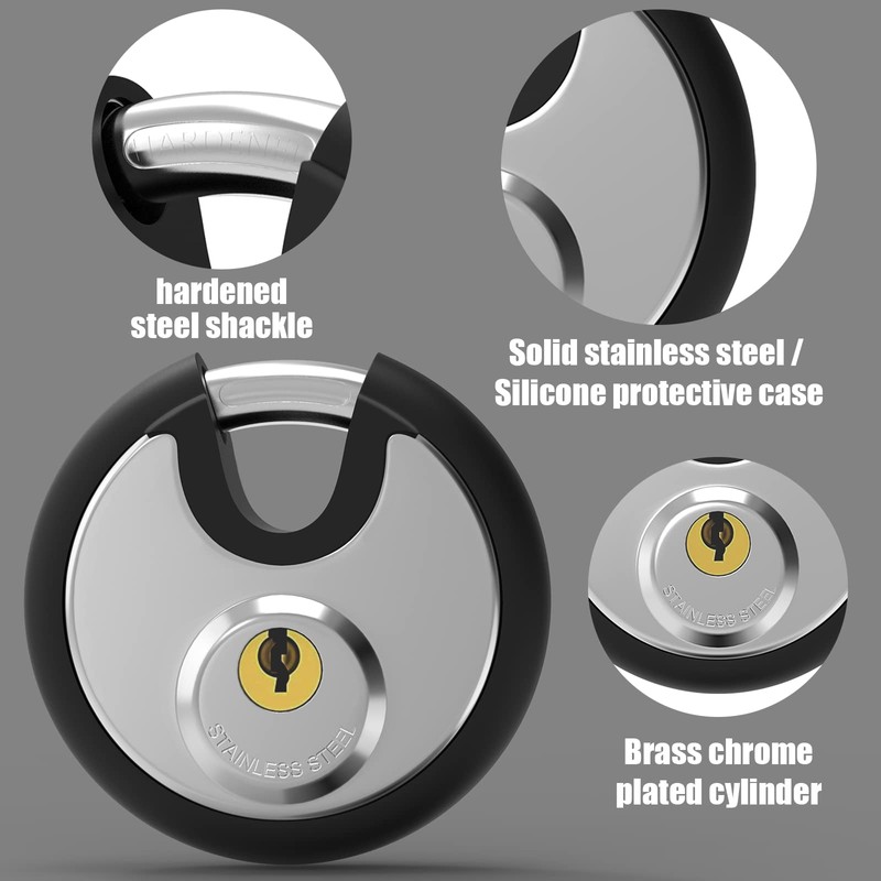 Key Padlock Outdoor, [Waterproof] [Anti Cut] Diyife 70mm Stainless Steel