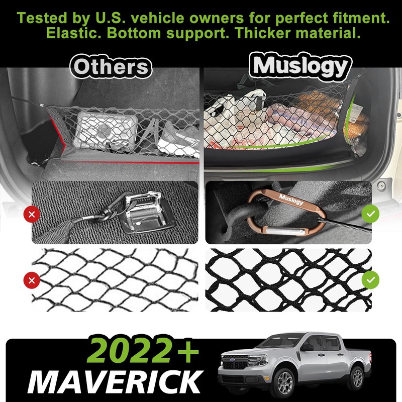 Muslogy Truck Bed Cargo Net Trunk Netting Compatible with 2022-2025