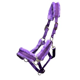 Equipride STAR SHINY HEADCOLLAR WITH LITTLE BLINGY STARS FAUX FUR LINED (Cob, Purple)