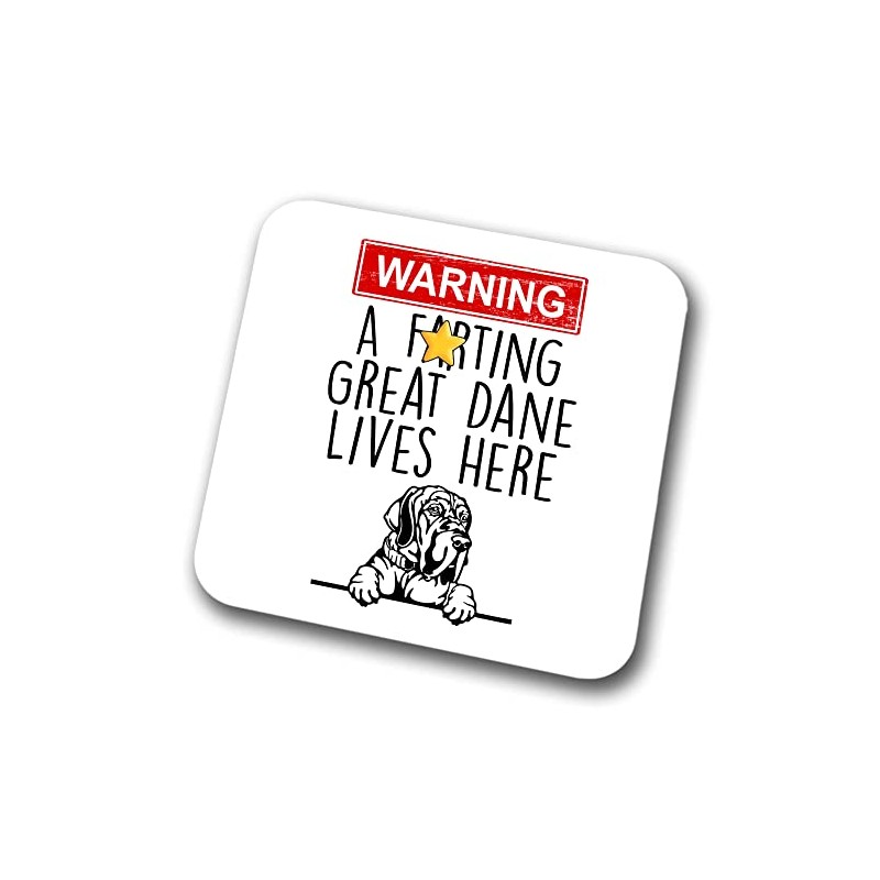 Great Dane Warning A Lives Here Mum Dad Coaster Dog