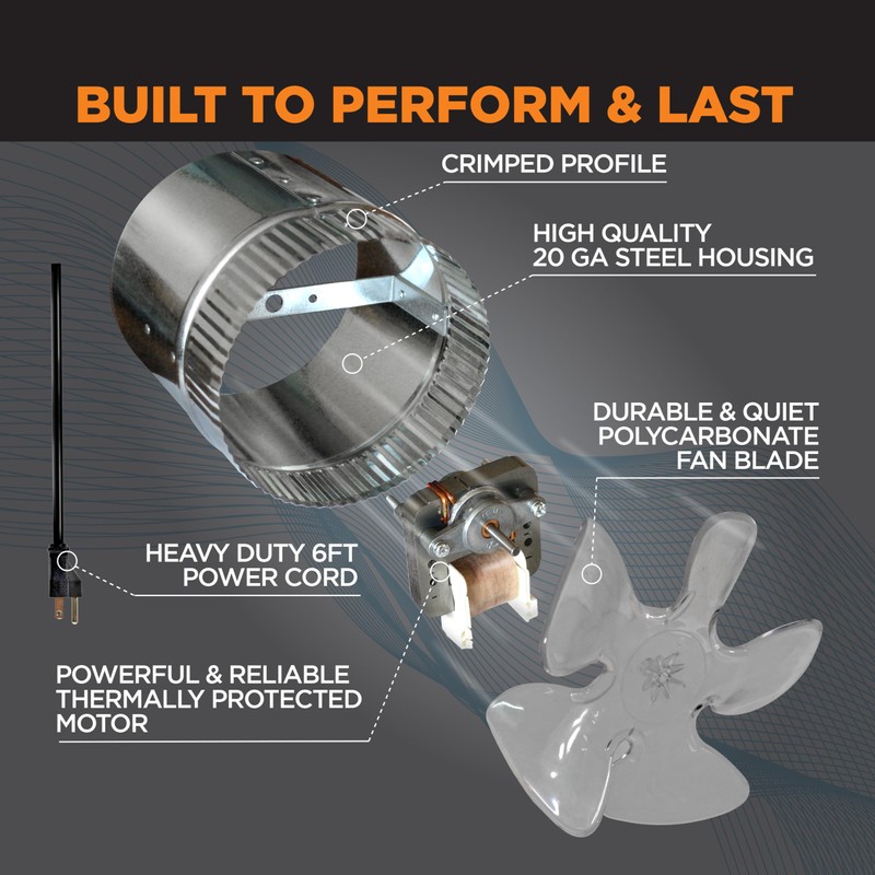 Suncourt 8-Inch Inline Booster Duct Fan — Quiet Single-Speed Inductor