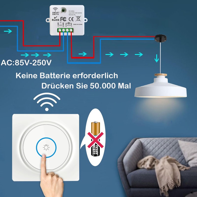 Tedeligo Wireless Light Switch Set, Mobile Self-Generating Wireless Switch 230