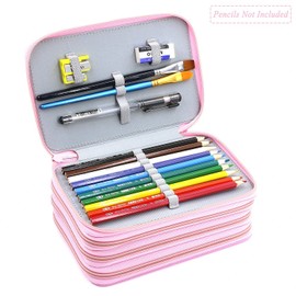 YOUSHARES 72 Slots Pencil Case - Handy Large Capacity Oxford Multi-Layer Zipper Pencil Bag for Color Pen, Colored Pencils, Watercolor Pens, Makeup Brush, Cosmetic Brushes, Gel Pen, etc (Pink)