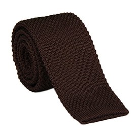 Secdtie Men Classic Solid Color Dark Brown Woven Silk Tie Formal Cotton Neckties