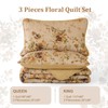 Dobuyly Fall Quilt Set Queen Size, Khaki Floral Bedspreads Coverlet