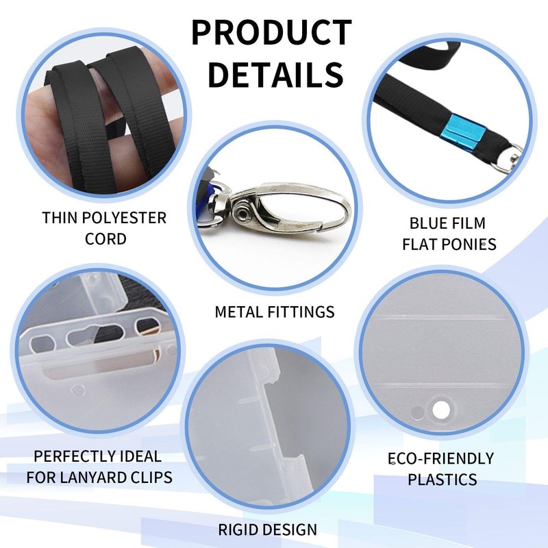 Pack of 10 Translucent Card Holders, Equipped with 10 Black