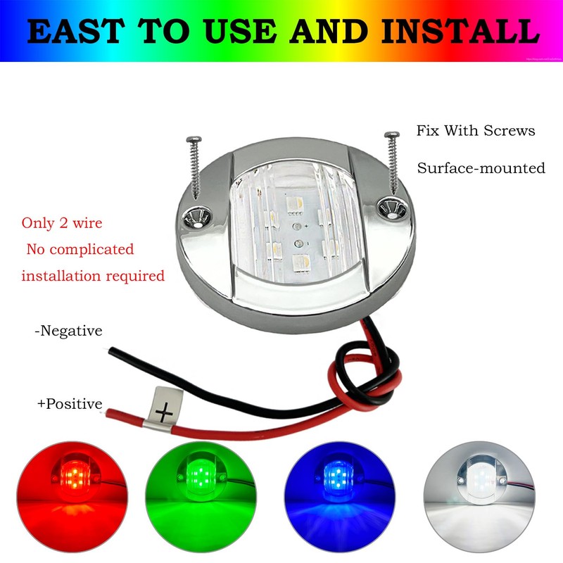 Marine Boat Interior Lights 4Pcs RGBW, 3’’ Round Waterproof Boat
