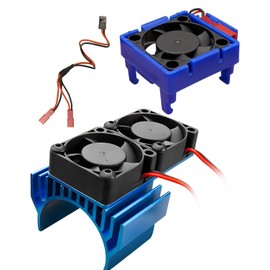 VXL-3s ESC Cooling Fan and Motor Dual Fan Set for Traxxas Slash 4x4, Stampede, Rustler, Hoss Velineon VXL 3s Heat Sink, Blue