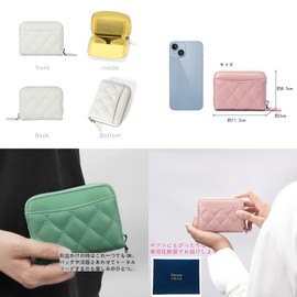 Riorune Bifold Wallet, Women's Mini Wallet, Compact Card Case, Coin Purse, Mini Wallet, Genuine Leather, YKK Zipper, Skimming-Prevention Function, white