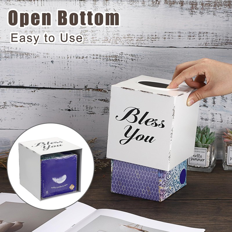 Sumnacon Tissue Box Cover Square, Bless You Tissue Holders, Decorative