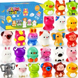 24PCS Animal Squishy Toys,Halloween Goodie Bag Stuffers for Kids,Slow Rising Squishy Halloween Stress Toys,Birthday Gifts for Boys & Girls,Treasure Chest Prizes,Classroom Prizes