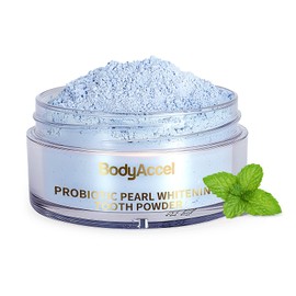 BodyAccel Teeth Whitening Powder Upgraded– Probiotic Pearl Whitening Tooth Powder, Fluoride-Free Toothpaste for Coffee & Tea Stain Removal, 360° Clean Teeth, Fresh Breath