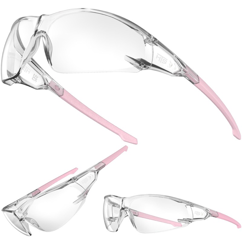HTS HUNTERSKY S239 Protective Clear pink Small Safety Glasses women