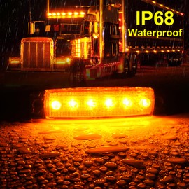 PSDRIQQ 40 Pack 6 LED Trailer Marker Light, DC12-24V Clearance Side Indicator Lamp for RV Camper Truck Van Caravan Boat - Amber, Red