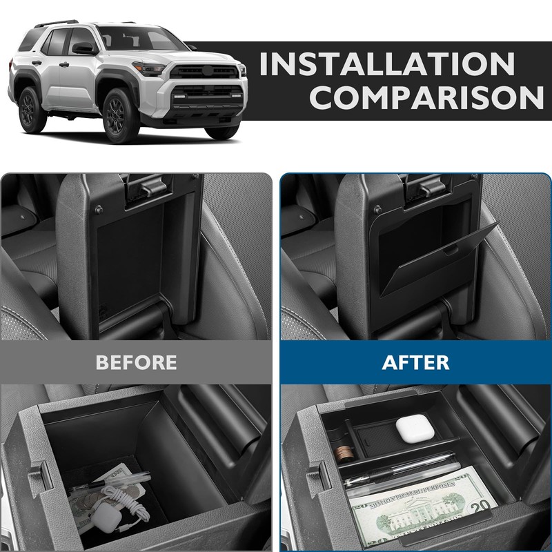 BIBLOZ Hidden Storage Box and Center Console Armrest Organizer for