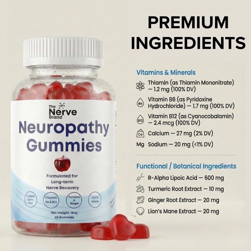 The Nerve Brand Neuropathy Nerve Support Gummies – 600mg R-Alpha