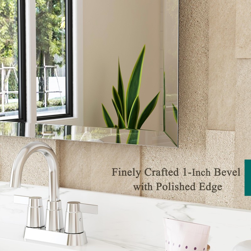 VocalStar Frameless Bathroom Mirror, 16" x 24" Rectangle Wall Mirror