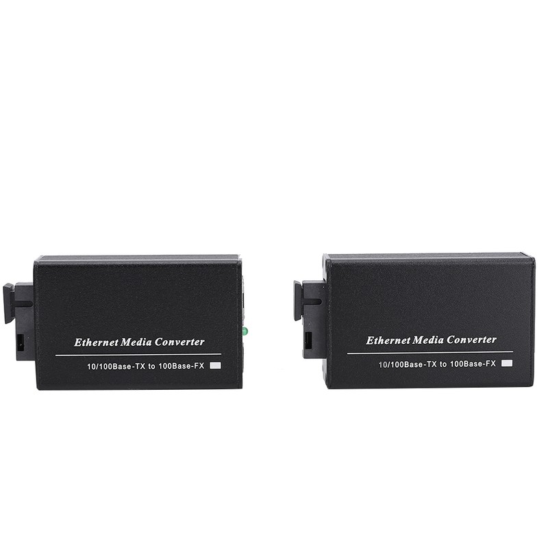 2Pcs Media Converter Single Mode SC Interface 20KM 10/100Mbps 100-240VAC