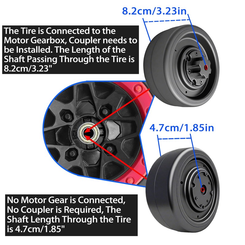2 Pack 21CM/8.5'' PU Solid Rubber Tire for Power Wheels