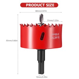 Bi-Metal Hole Saws Cutter, 68mm Hole Saw for Wood Cutter, HSS Hole Cutter Hole Saw Drill Bits for Punching Circular Holes on Wood Plasterboards Plastic Fiberglass Acrylic Panel(2 Pcs)
