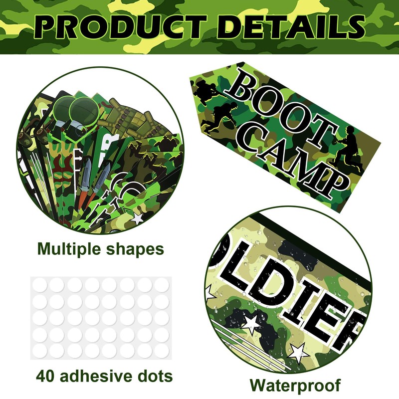 20 Pieces Camo Party Signs Army Birthday Party Decorations Camouflage