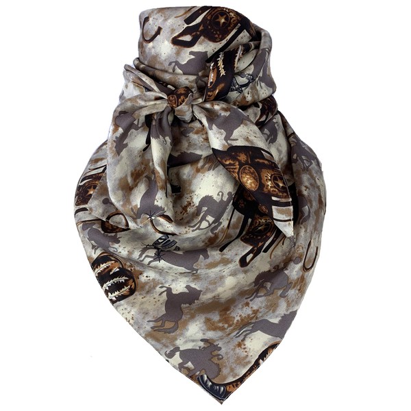 Austin Accent Cowboy Bandana 100% Silk Scarf Wild Rag 34