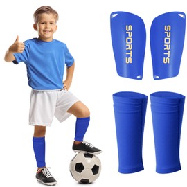 Syhood Soccer Shin Guards for Kids Youth Teens Adults Shin Pads and Shin Guard Sleeves for 3-15 Years Old Children Boys Girls Shin Guards EVA Cushion Protection for Soccer Football Game (Blue, S)
