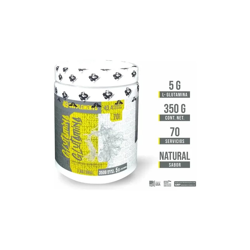 Glutamina en Polvo Sin Sabor 350 g Unflavored Glutamine Powder,