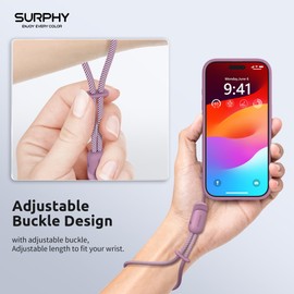 SURPHY 2 Pack Cordón, Correa de TeléfonoAjustable con Trenzado de Dos Colores, Lila Púrpura & Gris