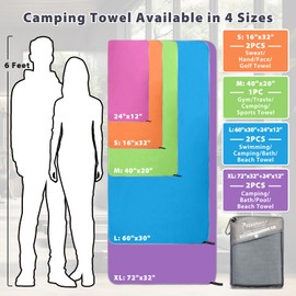 SYOURSELF 2 Pack Microfiber Travel Towel, Quick Dry Towel Beach Towel, Soft Absorbent Compact Camping Yoga Sweat Towel for Gym Swim Travel Camping Hiking Backpack Accessories (L:60"x30"+12"x24")