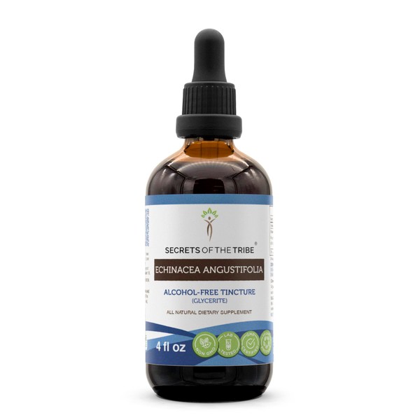 Secrets of the Tribe Echinacea Angustifolia Tincture Alcohol-Free Liquid Extract, Responsibly farmed Echinacea (Echinacea Angustifolia) Dried Root (4 FL OZ)