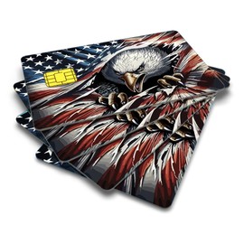 USA Flag Credit Card Skin Cover Vinyl Stickers (4 Pack) - American Flag Eagle Sticker